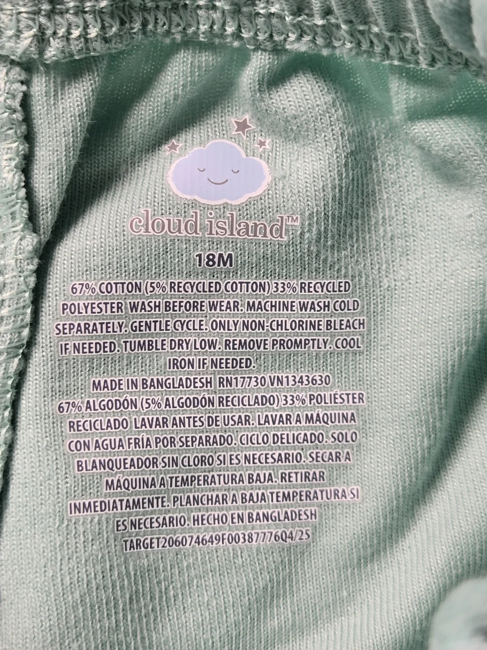 cloud island Mint Green Duck Terry Matching Set - 18M